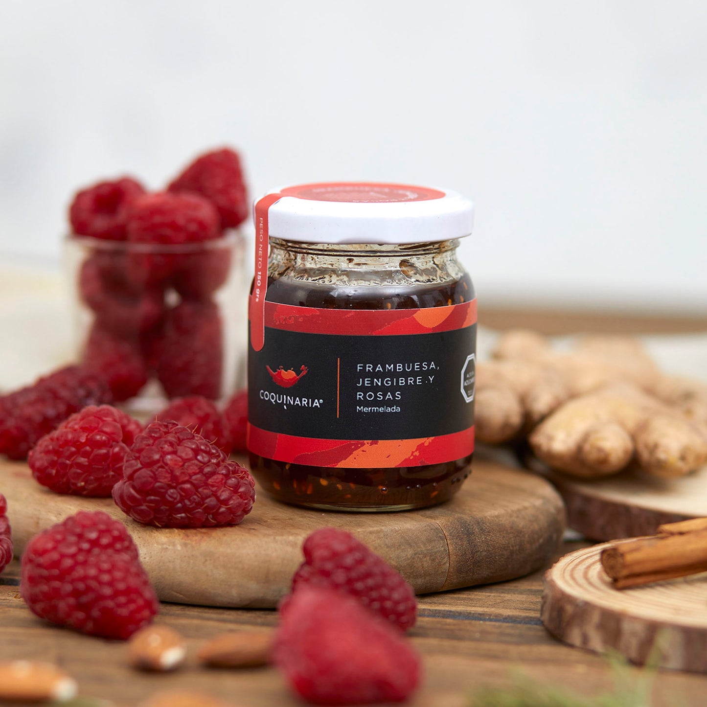 Mermelada Frambuesa, Jengibre y Rosa 150g Coquinaria
