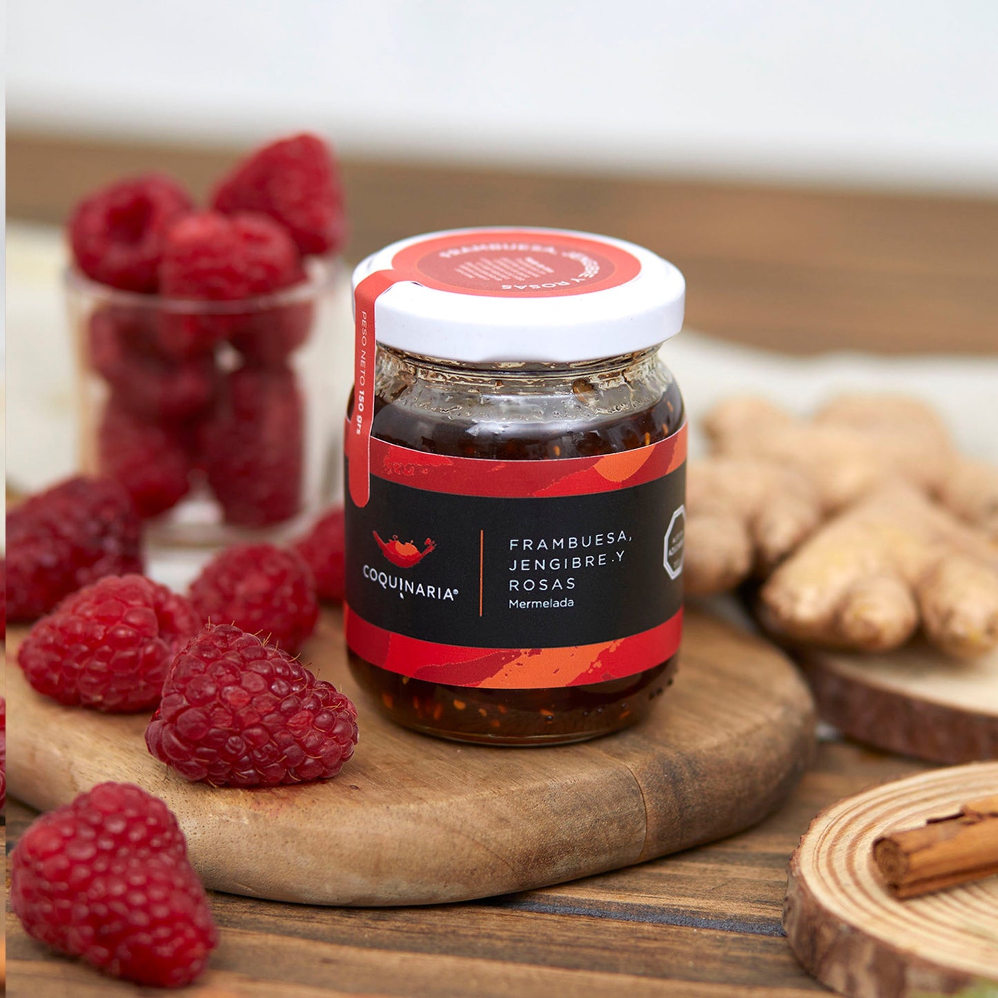 Mermelada Frambuesa, Jengibre y Rosa 150g Coquinaria