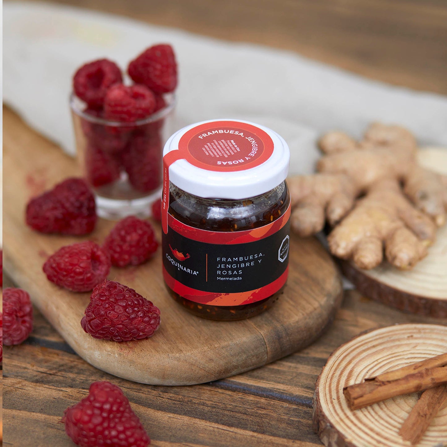 Mermelada Frambuesa, Jengibre y Rosa 150g Coquinaria