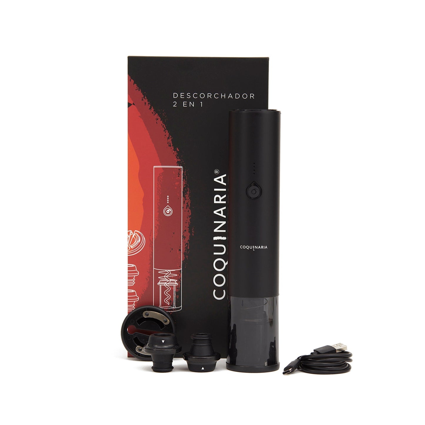 Set Abridor de Vinos y Bomba al Vacío 2 en 1 + 2 Tapones